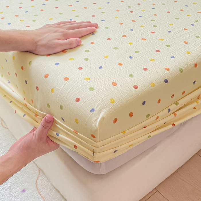 91家纺网 家纺一手货源 找家纺 朵朵家纺 2025新款超柔印花单床笠单品学生宿舍床垫保护套 床笠（床垫保护套可定制尺寸 ） 幻彩波点