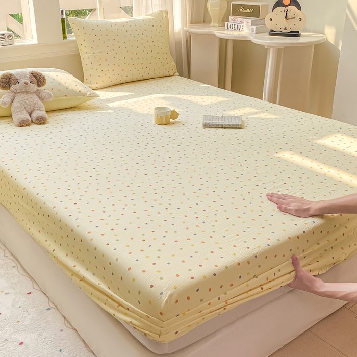 91家纺网 家纺一手货源 找家纺 朵朵家纺 2025新款超柔印花单床笠单品学生宿舍床垫保护套 床笠（床垫保护套可定制尺寸 ） 幻彩波点