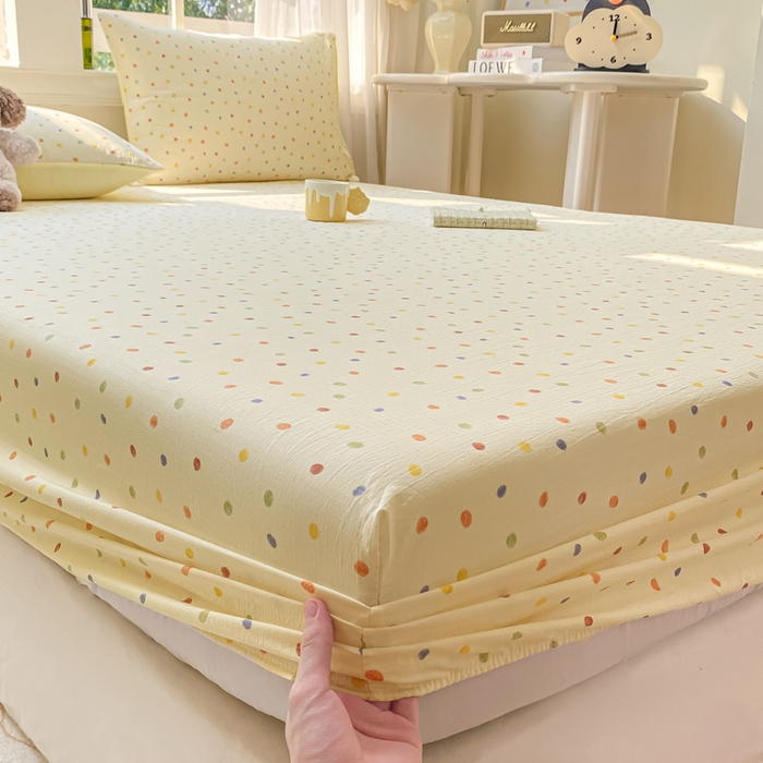 91家纺网 家纺一手货源 找家纺 朵朵家纺 2025新款超柔印花单床笠单品学生宿舍床垫保护套 床笠（床垫保护套可定制尺寸 ） 幻彩波点