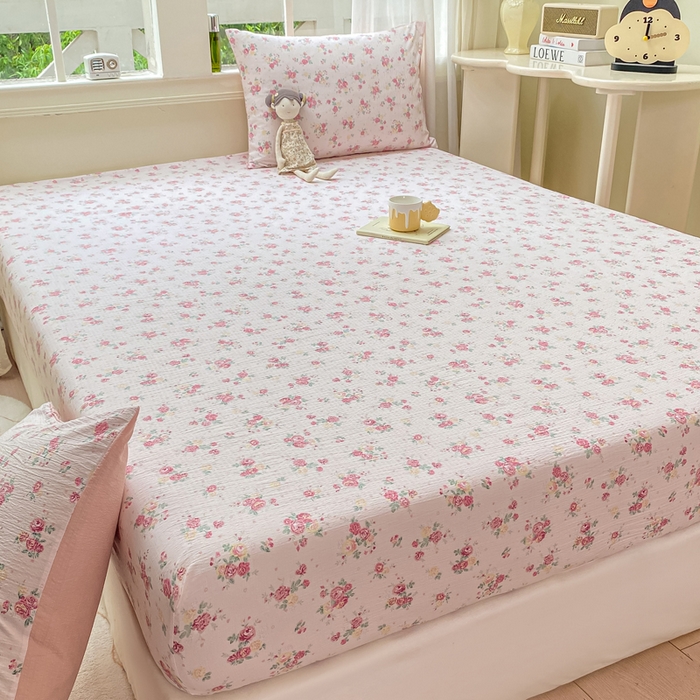 91家纺网 家纺一手货源 找家纺 朵朵家纺 2025新款超柔印花单床笠单品学生宿舍床垫保护套 床笠（床垫保护套可定制尺寸 ） 玫瑰庄园