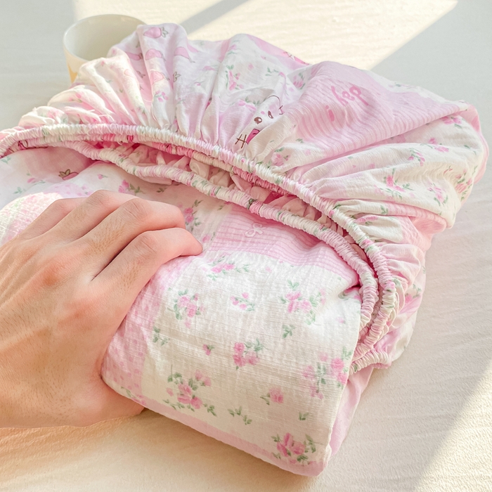 91家纺网 家纺一手货源 找家纺 朵朵家纺 2025新款超柔印花单床笠单品学生宿舍床垫保护套 床笠（床垫保护套可定制尺寸 ） KT花园