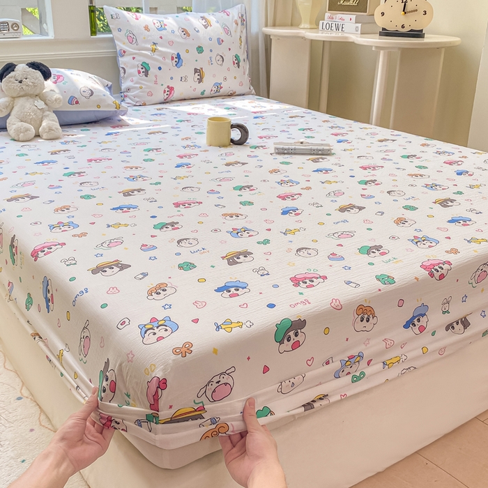 91家纺网 家纺一手货源 找家纺 朵朵家纺 2025新款超柔印花单床笠单品学生宿舍床垫保护套 床笠（床垫保护套可定制尺寸 ） 快乐重年