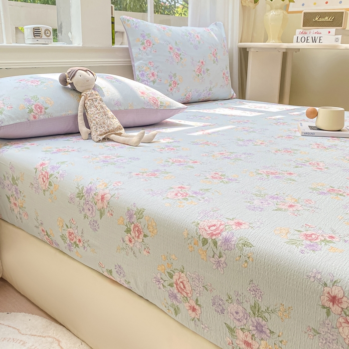 91家纺网 家纺一手货源 找家纺 朵朵家纺 2025新款超柔印花单床笠单品学生宿舍床垫保护套 床笠（床垫保护套可定制尺寸 ） 沁园春