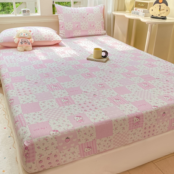 91家纺网 家纺一手货源 找家纺 朵朵家纺 2025新款超柔印花单床笠单品学生宿舍床垫保护套 床笠（床垫保护套可定制尺寸 ） KT花园