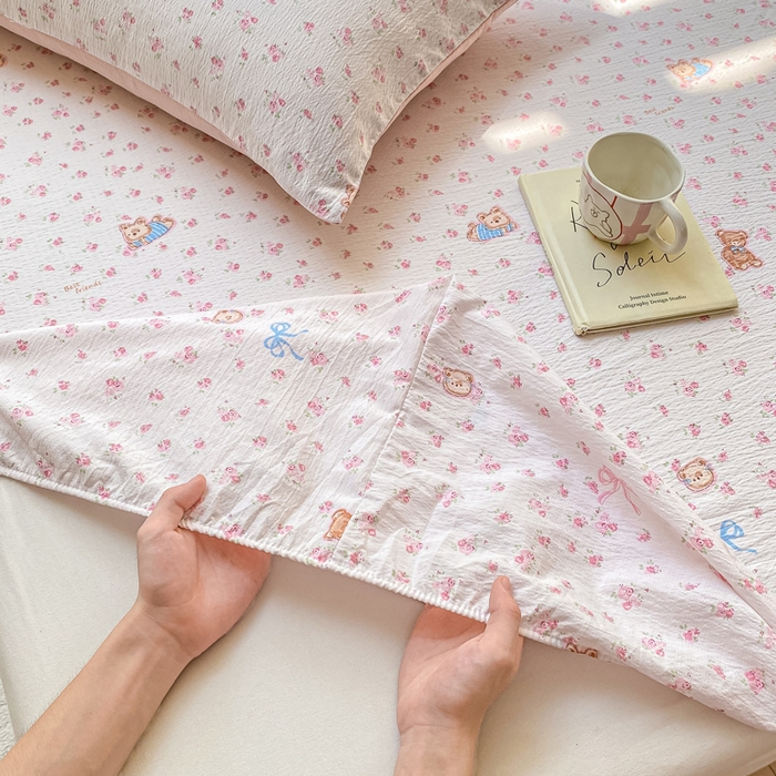 91家纺网 家纺一手货源 找家纺 朵朵家纺 2025新款超柔印花单床笠单品学生宿舍床垫保护套 床笠（床垫保护套可定制尺寸 ） 花町小能粉