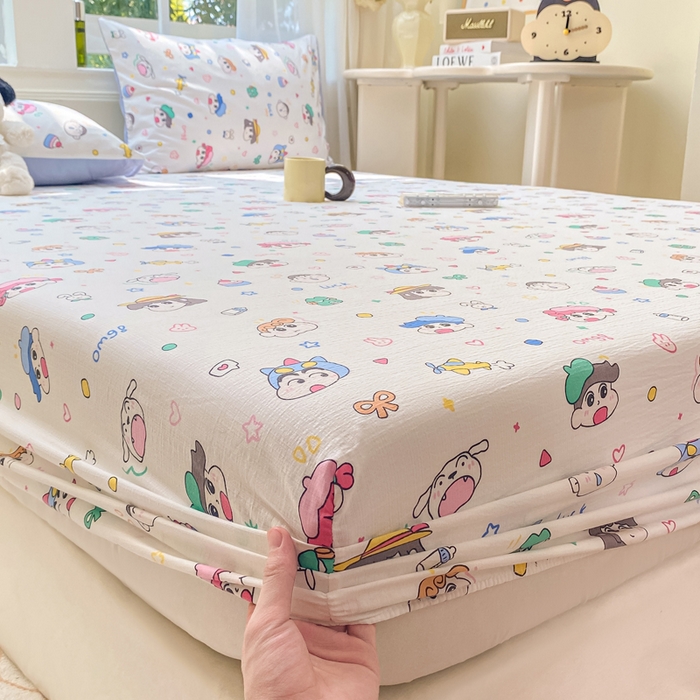 91家纺网 家纺一手货源 找家纺 朵朵家纺 2025新款超柔印花单床笠单品学生宿舍床垫保护套 床笠（床垫保护套可定制尺寸 ） 快乐重年