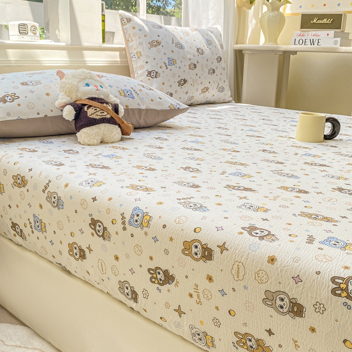 91家纺网 家纺一手货源 找家纺 朵朵家纺 2025新款超柔印花单床笠单品学生宿舍床垫保护套 床笠（床垫保护套可定制尺寸 ） 布布星球