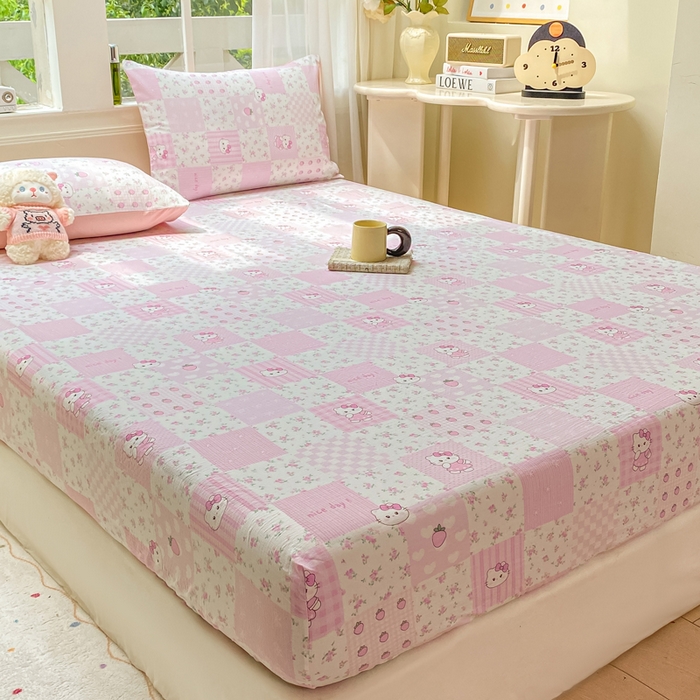 91家纺网 家纺一手货源 找家纺 朵朵家纺 2025新款超柔印花单床笠单品学生宿舍床垫保护套 床笠（床垫保护套可定制尺寸 ） KT花园