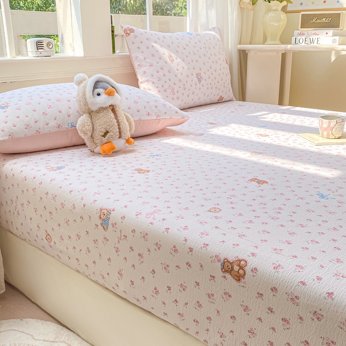 91家纺网 家纺一手货源 找家纺 朵朵家纺 2025新款超柔印花单床笠单品学生宿舍床垫保护套 床笠（床垫保护套可定制尺寸 ） 花町小能粉