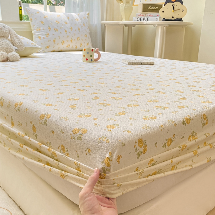 91家纺网 家纺一手货源 找家纺 朵朵家纺 2025新款超柔印花单床笠单品学生宿舍床垫保护套 床笠（床垫保护套可定制尺寸 ） 山花烂漫