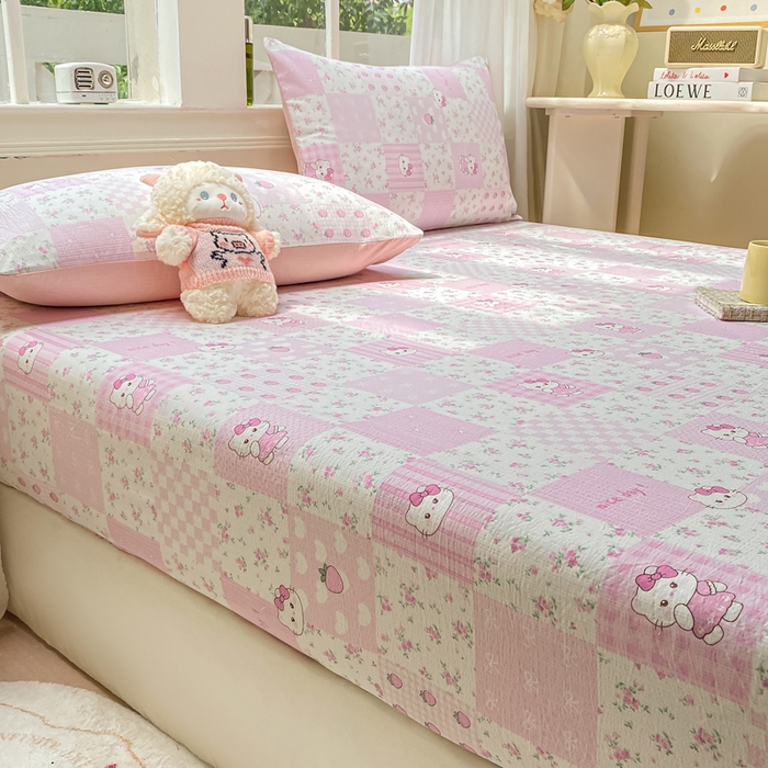 91家纺网 家纺一手货源 找家纺 朵朵家纺 2025新款超柔印花单床笠单品学生宿舍床垫保护套 床笠（床垫保护套可定制尺寸 ） KT花园