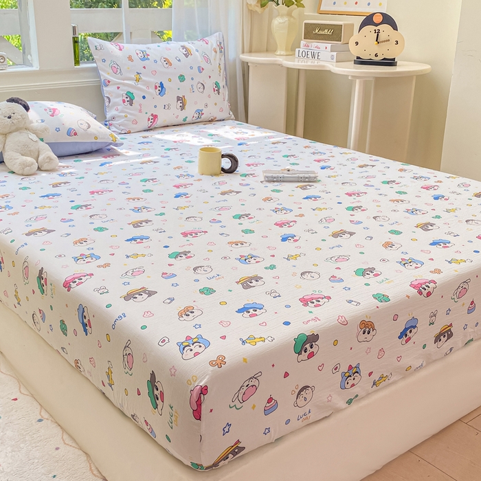 91家纺网 家纺一手货源 找家纺 朵朵家纺 2025新款超柔印花单床笠单品学生宿舍床垫保护套 床笠（床垫保护套可定制尺寸 ） 快乐重年