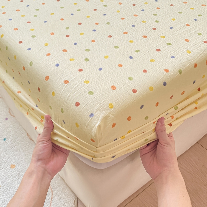 91家纺网 家纺一手货源 找家纺 朵朵家纺 2025新款超柔印花单床笠单品学生宿舍床垫保护套 床笠（床垫保护套可定制尺寸 ） 幻彩波点