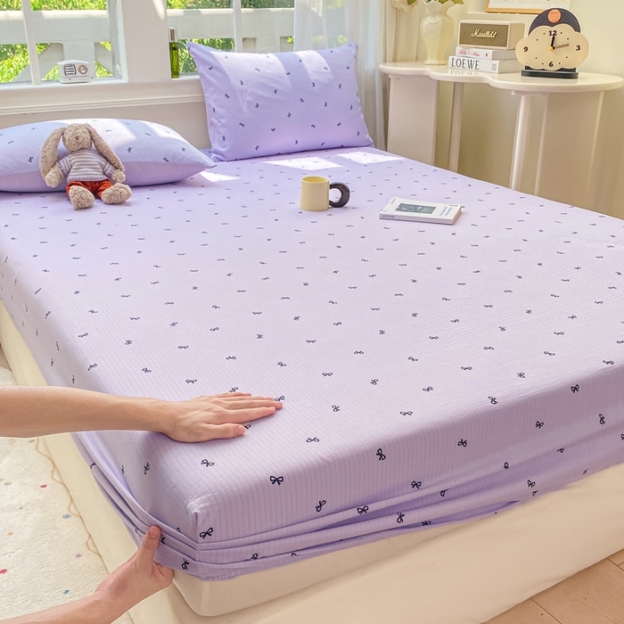 91家纺网 家纺一手货源 找家纺 朵朵家纺 2025新款超柔印花单床笠单品学生宿舍床垫保护套 床笠（床垫保护套可定制尺寸 ） 幸运结