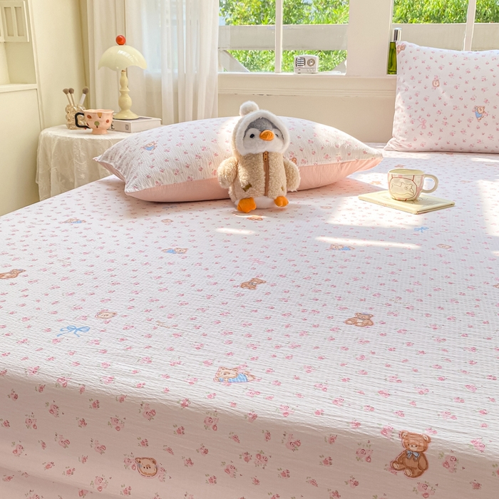 91家纺网 家纺一手货源 找家纺 朵朵家纺 2025新款超柔印花单床笠单品学生宿舍床垫保护套 床笠（床垫保护套可定制尺寸 ） 花町小能粉