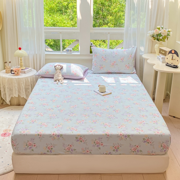 91家纺网 家纺一手货源 找家纺 朵朵家纺 2025新款超柔印花单床笠单品学生宿舍床垫保护套 床笠（床垫保护套可定制尺寸 ） 沁园春
