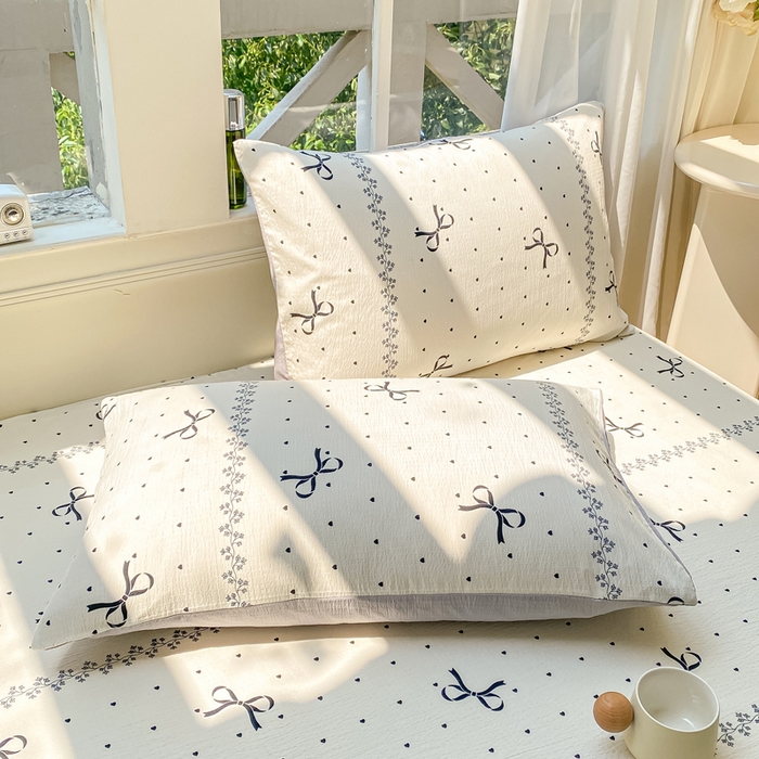 91家纺网 家纺一手货源 找家纺 朵朵家纺 2025新款超柔印花单床笠单品学生宿舍床垫保护套 床笠（床垫保护套可定制尺寸 ） 法式蝴蝶结