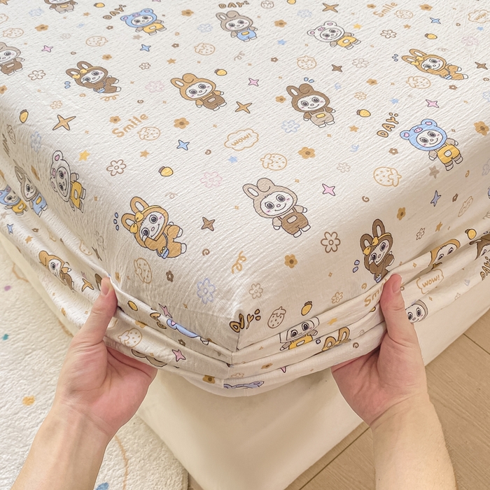 91家纺网 家纺一手货源 找家纺 朵朵家纺 2025新款超柔印花单床笠单品学生宿舍床垫保护套 床笠（床垫保护套可定制尺寸 ） 布布星球