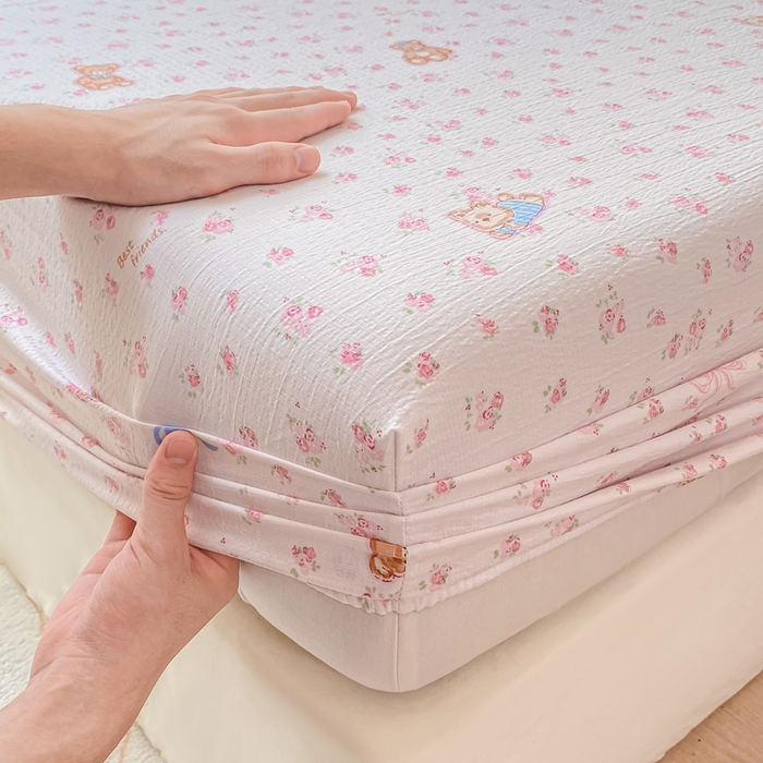 91家纺网 家纺一手货源 找家纺 朵朵家纺 2025新款超柔印花单床笠单品学生宿舍床垫保护套 床笠（床垫保护套可定制尺寸 ） 花町小能粉