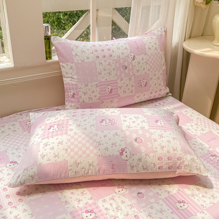 91家纺网 家纺一手货源 找家纺 朵朵家纺 2025新款超柔印花单床笠单品学生宿舍床垫保护套 床笠（床垫保护套可定制尺寸 ） KT花园