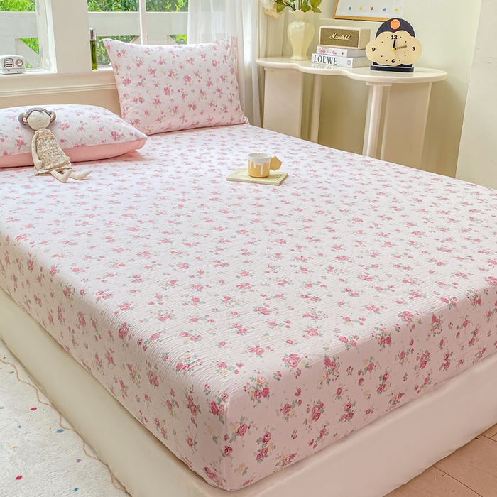 91家纺网 家纺一手货源 找家纺 朵朵家纺 2025新款超柔印花单床笠单品学生宿舍床垫保护套 床笠（床垫保护套可定制尺寸 ） 玫瑰庄园