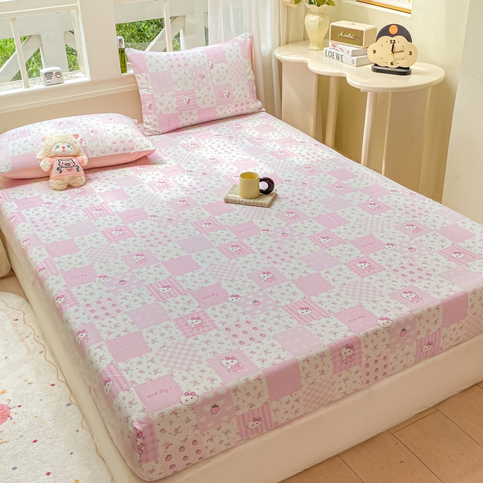 91家纺网 家纺一手货源 找家纺 朵朵家纺 2025新款超柔印花单床笠单品学生宿舍床垫保护套 床笠（床垫保护套可定制尺寸 ） KT花园