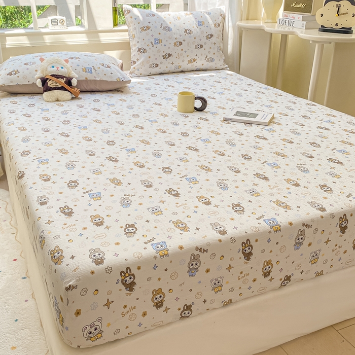 91家纺网 家纺一手货源 找家纺 朵朵家纺 2025新款超柔印花单床笠单品学生宿舍床垫保护套 床笠（床垫保护套可定制尺寸 ） 布布星球