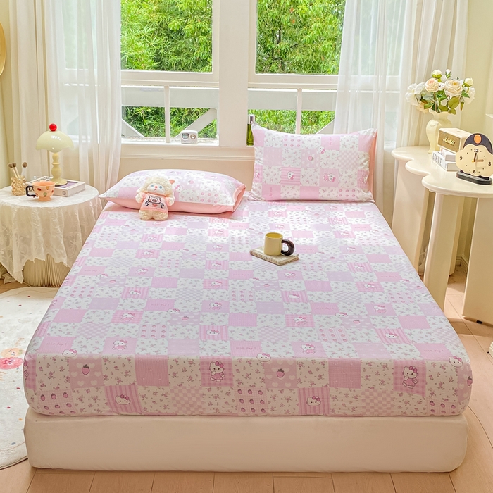 91家纺网 家纺一手货源 找家纺 朵朵家纺 2025新款超柔印花单床笠单品学生宿舍床垫保护套 床笠（床垫保护套可定制尺寸 ） KT花园