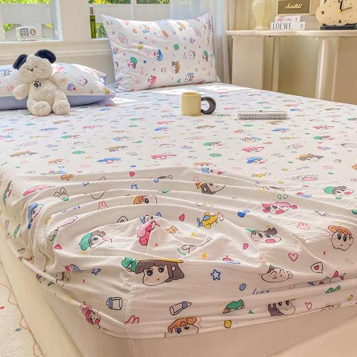 91家纺网 家纺一手货源 找家纺 朵朵家纺 2025新款超柔印花单床笠单品学生宿舍床垫保护套 床笠（床垫保护套可定制尺寸 ） 快乐重年