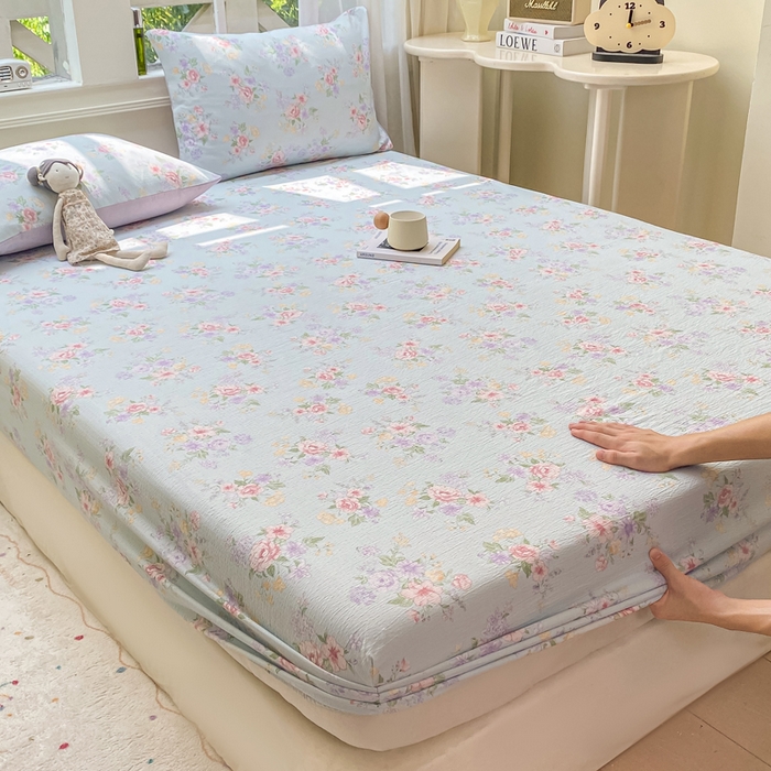 91家纺网 家纺一手货源 找家纺 朵朵家纺 2025新款超柔印花单床笠单品学生宿舍床垫保护套 床笠（床垫保护套可定制尺寸 ） 沁园春