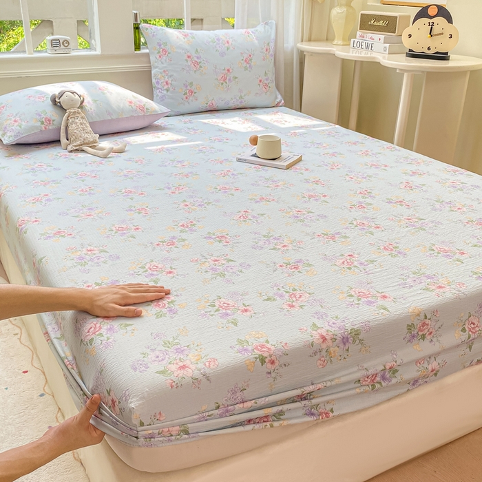 91家纺网 家纺一手货源 找家纺 朵朵家纺 2025新款超柔印花单床笠单品学生宿舍床垫保护套 床笠（床垫保护套可定制尺寸 ） 沁园春