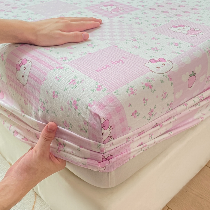 91家纺网 家纺一手货源 找家纺 朵朵家纺 2025新款超柔印花单床笠单品学生宿舍床垫保护套 床笠（床垫保护套可定制尺寸 ） KT花园