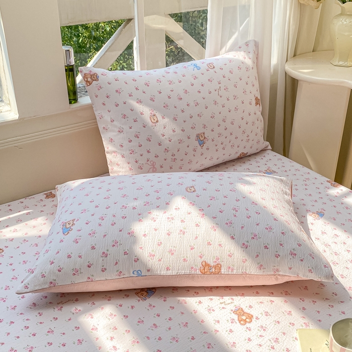 91家纺网 家纺一手货源 找家纺 朵朵家纺 2025新款超柔印花单床笠单品学生宿舍床垫保护套 床笠（床垫保护套可定制尺寸 ） 花町小能粉