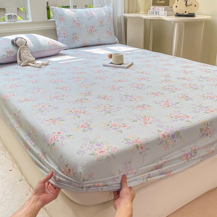 91家纺网 家纺一手货源 找家纺 朵朵家纺 2025新款超柔印花单床笠单品学生宿舍床垫保护套 床笠（床垫保护套可定制尺寸 ） 沁园春