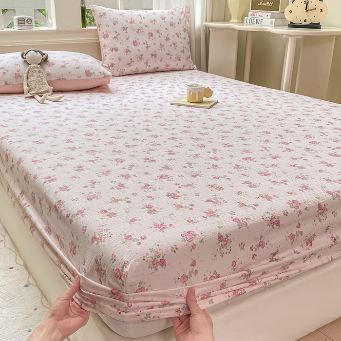 91家纺网 家纺一手货源 找家纺 朵朵家纺 2025新款超柔印花单床笠单品学生宿舍床垫保护套 床笠（床垫保护套可定制尺寸 ） 玫瑰庄园