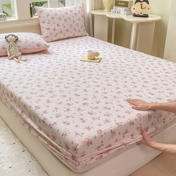 91家纺网 家纺一手货源 找家纺 朵朵家纺 2025新款超柔印花单床笠单品学生宿舍床垫保护套 床笠（床垫保护套可定制尺寸 ） 玫瑰庄园