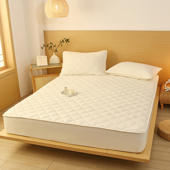 91家纺网 家纺一手货源 找家纺 小禹仔家纺 2025新款亲肤夹棉床笠 白色