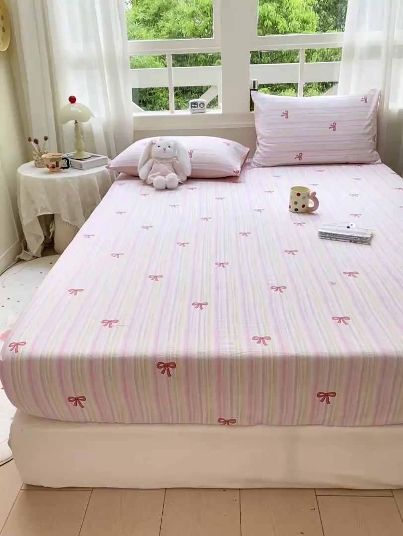 91家纺网 家纺一手货源 找家纺 朵朵家纺 2025新款超柔印花单床笠单品学生宿舍床垫保护套 床笠（床垫保护套可定制尺寸 ） 情人节