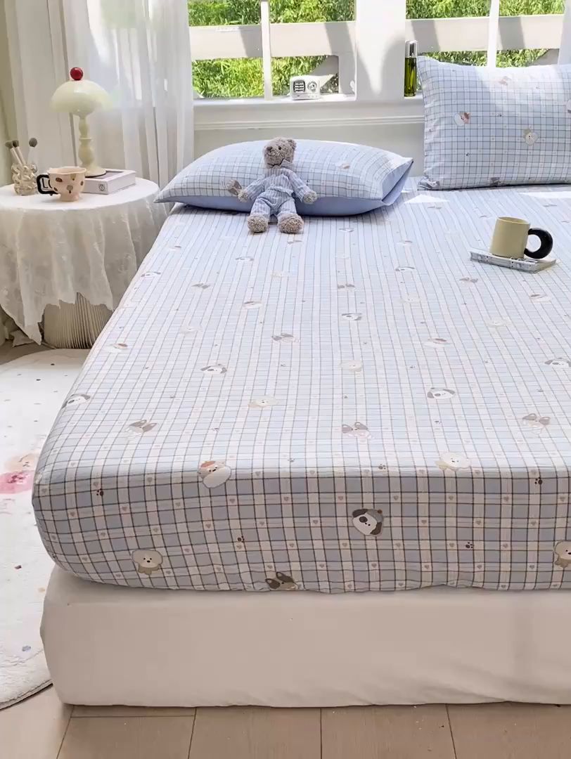 91家纺网 家纺一手货源 找家纺 朵朵家纺 2025新款超柔印花单床笠单品学生宿舍床垫保护套 床笠（床垫保护套可定制尺寸 ） 淘气乐园