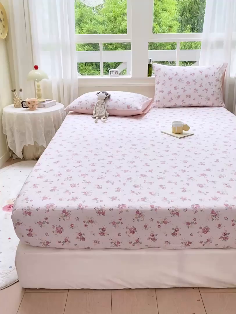 91家纺网 家纺一手货源 找家纺 朵朵家纺 2025新款超柔印花单床笠单品学生宿舍床垫保护套 床笠（床垫保护套可定制尺寸 ） 玫瑰庄园
