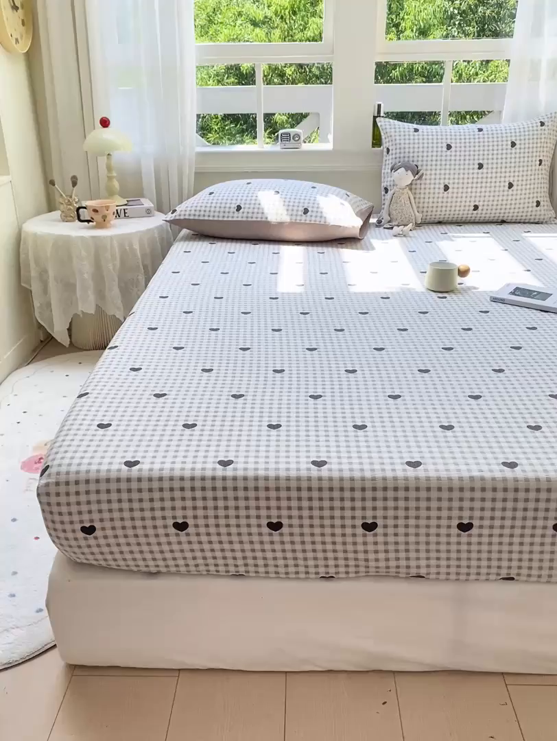 91家纺网 家纺一手货源 找家纺 朵朵家纺 2025新款超柔印花单床笠单品学生宿舍床垫保护套 床笠（床垫保护套可定制尺寸 ） 心动