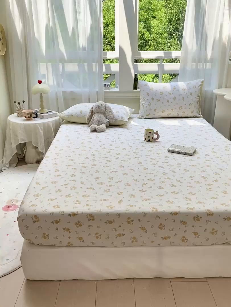 91家纺网 家纺一手货源 找家纺 朵朵家纺 2025新款超柔印花单床笠单品学生宿舍床垫保护套 床笠（床垫保护套可定制尺寸 ） 山花烂漫