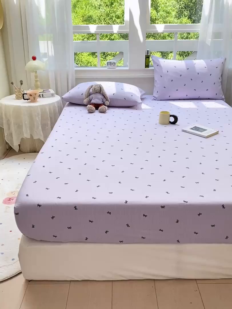 91家纺网 家纺一手货源 找家纺 朵朵家纺 2025新款超柔印花单床笠单品学生宿舍床垫保护套 床笠（床垫保护套可定制尺寸 ） 幸运结