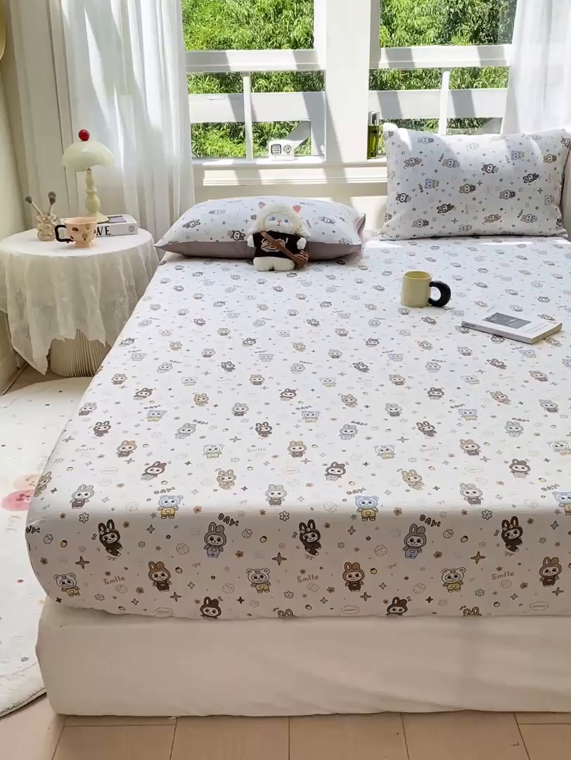 91家纺网 家纺一手货源 找家纺 朵朵家纺 2025新款超柔印花单床笠单品学生宿舍床垫保护套 床笠（床垫保护套可定制尺寸 ） 布布星球