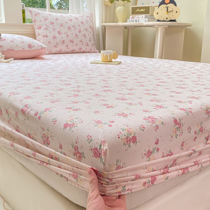 91家纺网 家纺一手货源 找家纺 朵朵家纺 2025新款超柔印花单床笠单品学生宿舍床垫保护套 床笠（床垫保护套可定制尺寸 ） 玫瑰庄园