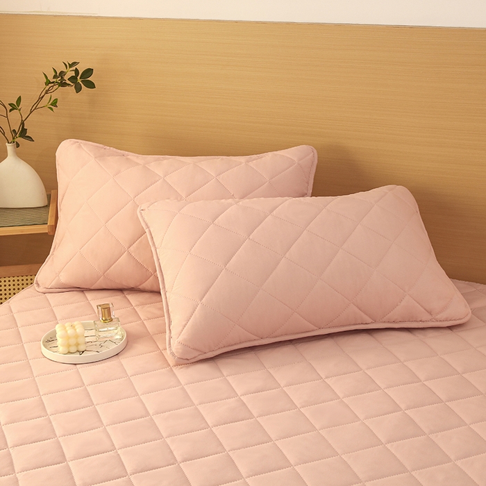 91家纺网 家纺一手货源 找家纺 小禹仔家纺 2025新款亲肤夹棉床笠 粉色