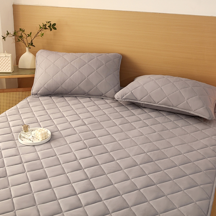 91家纺网 家纺一手货源 找家纺 小禹仔家纺 2025新款亲肤夹棉床笠 灰色