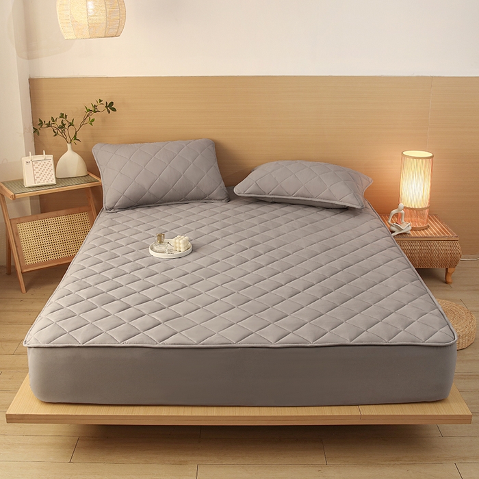 91家纺网 家纺一手货源 找家纺 小禹仔家纺 2025新款亲肤夹棉床笠 灰色