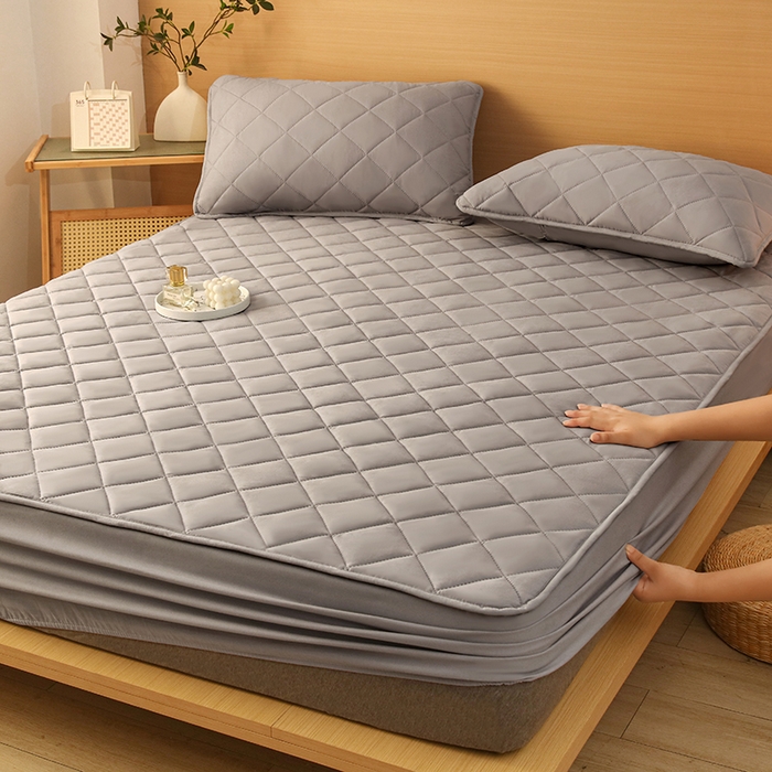 91家纺网 家纺一手货源 找家纺 小禹仔家纺 2025新款亲肤夹棉床笠 灰色