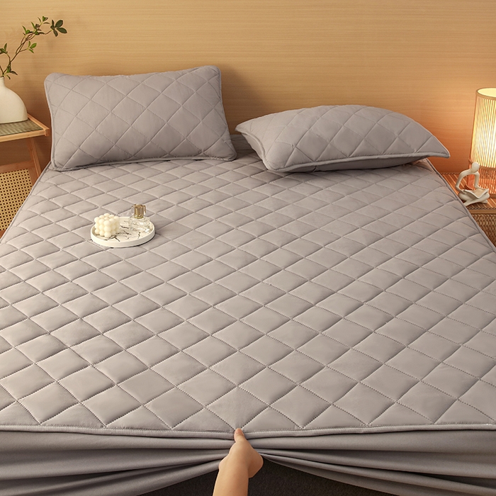 91家纺网 家纺一手货源 找家纺 小禹仔家纺 2025新款亲肤夹棉床笠 灰色